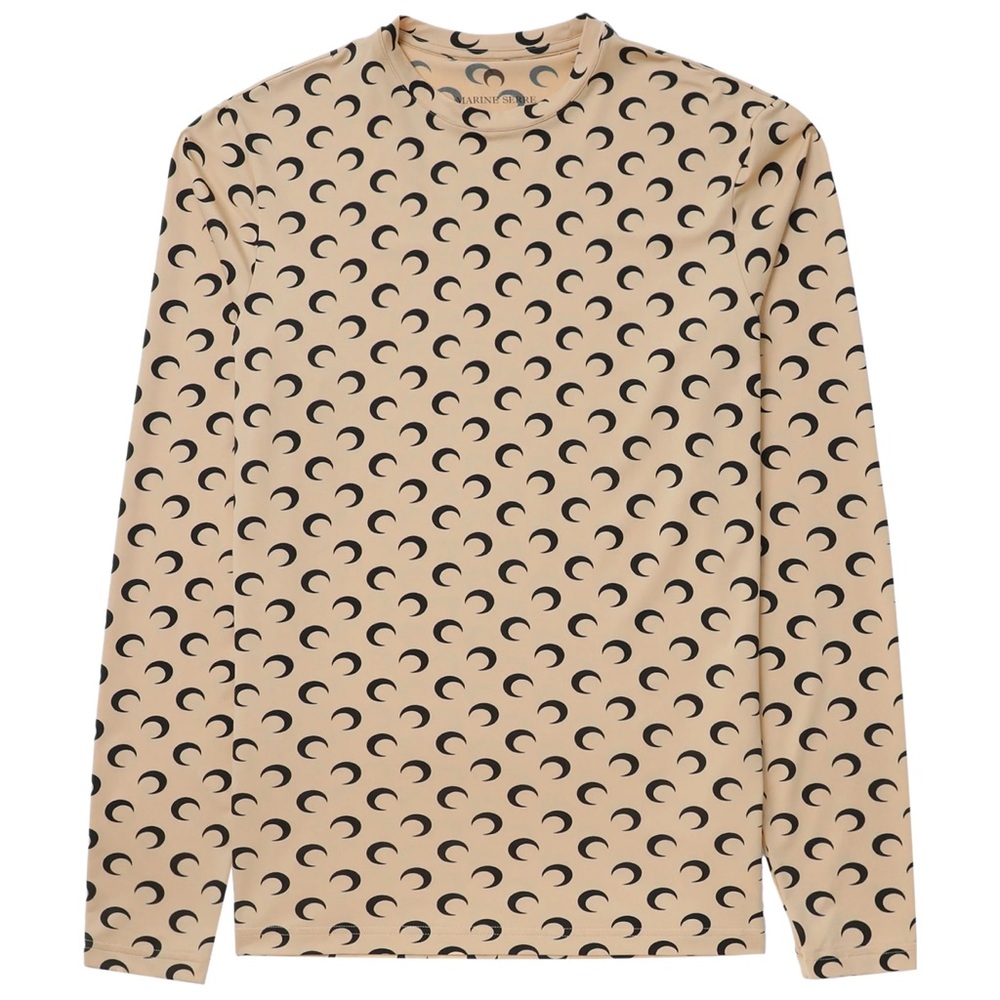 Marine Serre moon-print long-sleeve jersey skin top L
